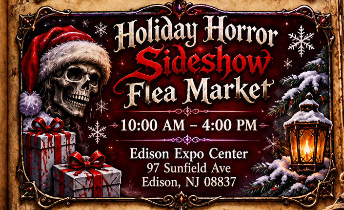 Holiday Horror Sideshow Flea Market — 10 AM to 4 PM, Edison Expo Center, 97 Sunfield Avenue, Edison, NJ 08837